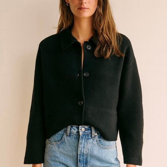 Vintage J.Crew Wool Blend Sweater Coat Medium Boxy Fit 90s Minimalist Chic - Picture 4 of 11